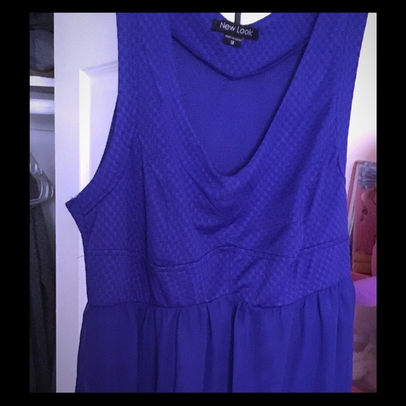 Blue dress with sheer on bottom with slip