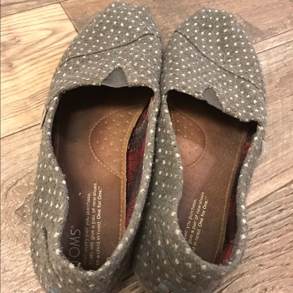 Toms Grey and white polka dot shoes