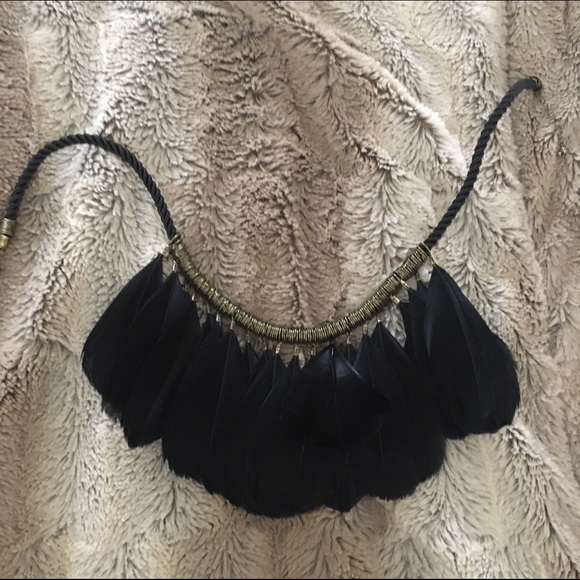Black feather necklace