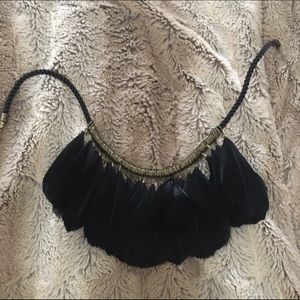 Black feather necklace