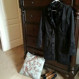 White House Black Market black ruffled trench