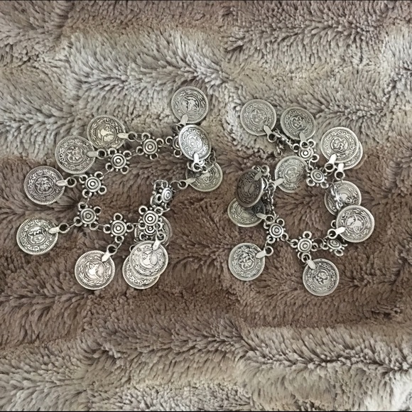 Silver belly dancer coin anklets