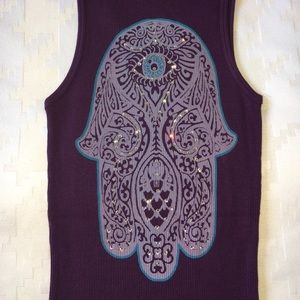 Chamsa Evil Eye tank top with Swarovski crystals