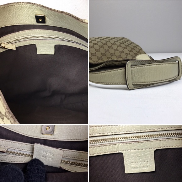 Gucci white & beige GG canvas Hasler Horsebit Hobo - Picture 5 of 5