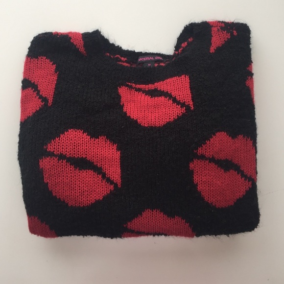 Material Girl Tops - Material Girl Red Lips Sweater