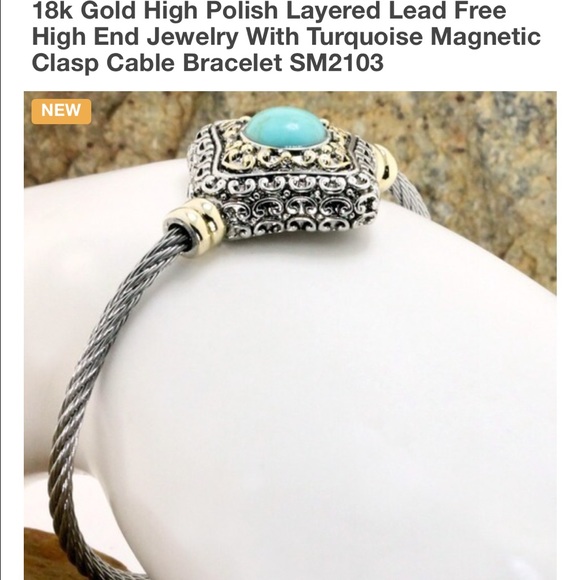 High End With Turquoise Magnetic Cable Bracelet - Picture 2 of 2