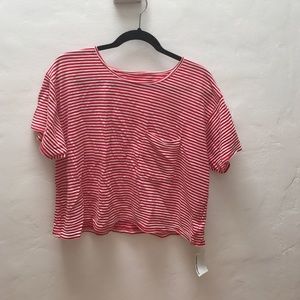 American apparel red stripped pocket T-shirt