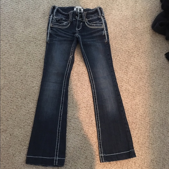 Blue Bootcut Jeans with Stitching Design - Picture 1 of 3