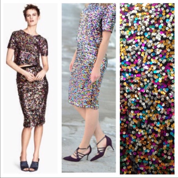 H&M Multicolor Sequin Pencil Skirt