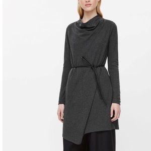 NWT COS Draped Collar Dress in Charcoal