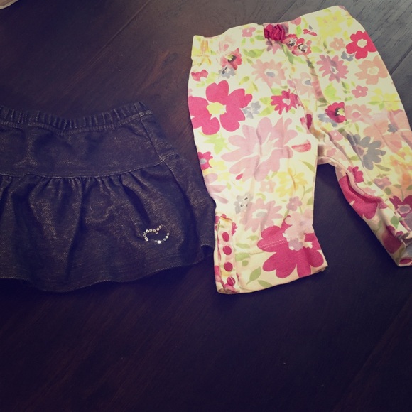 Denim Skirt and Gap Floral Leggings