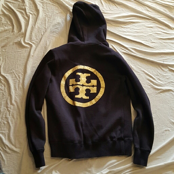 Tory burch black sweatshirt hoodie full zip medium