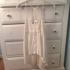 long white h&m button up blouse NWT