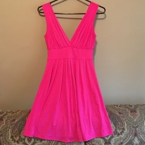 Hot pink cotton dress. Great neck line