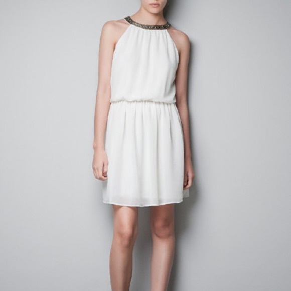 HALTER neck dress with a diamante collar - ZARA