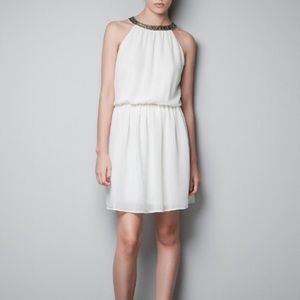 HALTER neck dress with a diamante collar - ZARA