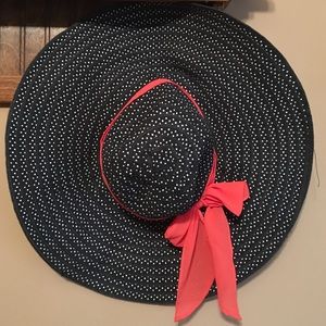 Black and white polka dot/accent now Derby Hat