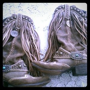 Double D Ranch Leather Fringed Boots