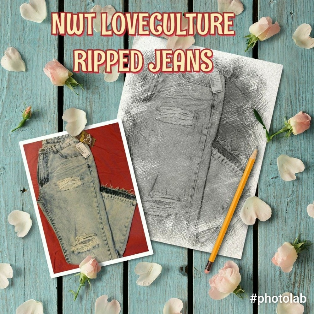 NWT Love Culture Acid Wash Boyfriend Ripped Jeans