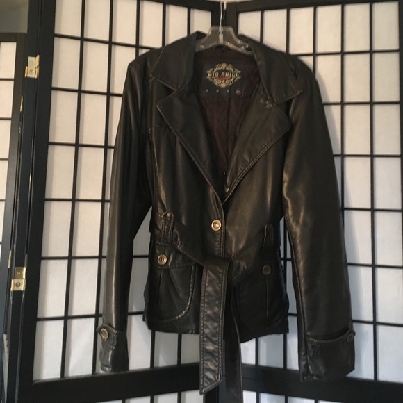 Faux Leather Jacket With Removable Faux Fur Collar