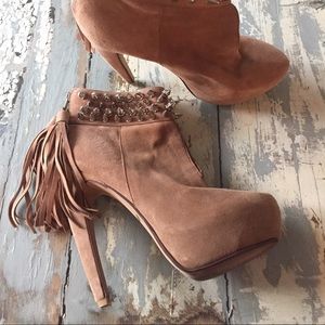 Jeffrey Campbell suede nude spiked booties