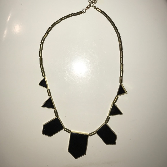 Black and silver geometric necklace
