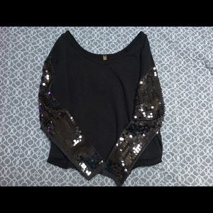 Free People sweatshirt with sequin sleeves