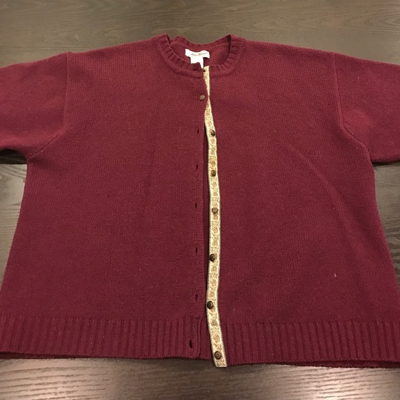 Eddie Bauer Burgundy Cardigan Sweater