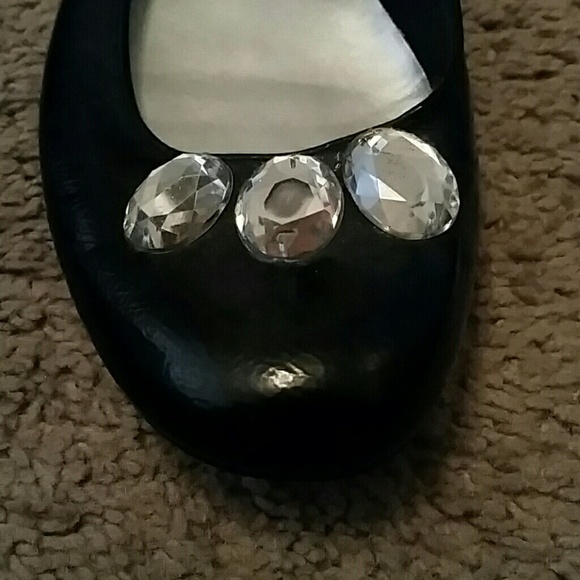 Black Rhinestone Roundtoe Flats - Picture 3 of 4