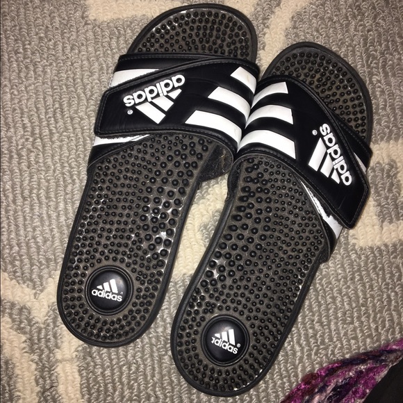 black adidas flops