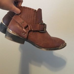 Brown Ankle Buckle Boots