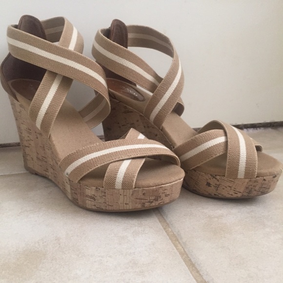 Strappy cork wedges