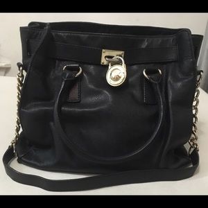 Michael Kors black leather satchel purse