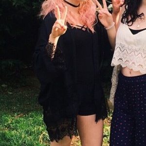 Black Eyelet Lacey Kimono