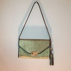 Brahmin mini purse- Gold with black trimming.