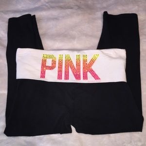White Victoria secret PINK cropped yoga leggings