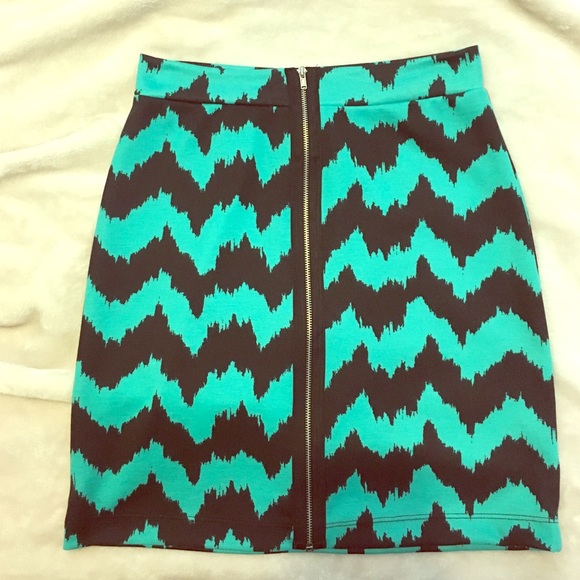 Turquoise and black skirt