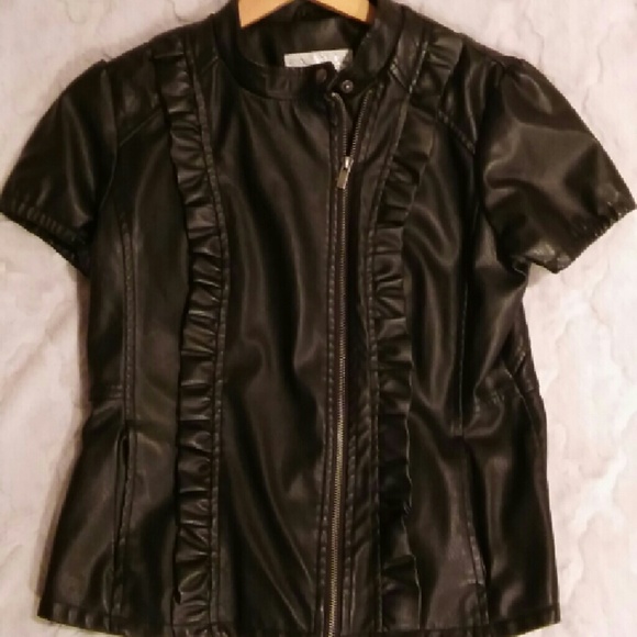 short sleeve faux leather jacket