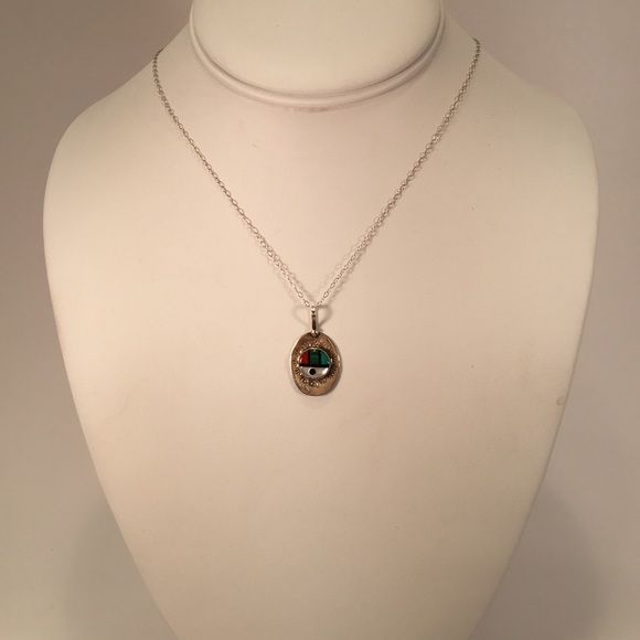 🌷🌷Dainty Sterling Silver Inlay Pendant on Chain - Picture 2 of 4