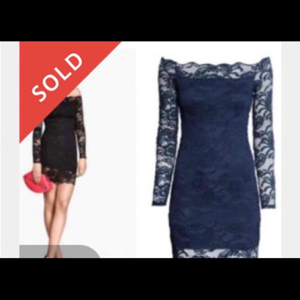 ‼️SOLD‼️H&M dark blue lace dress 💋💄👠