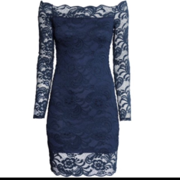 ‼️SOLD‼️H&M dark blue lace dress 💋💄👠 - Picture 3 of 4