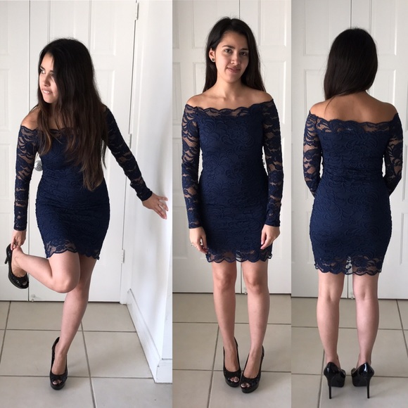 ‼️SOLD‼️H&M dark blue lace dress 💋💄👠 - Picture 2 of 4