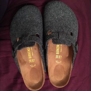 Birkenstock Boston clogs grey felt