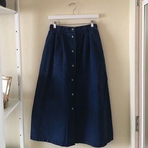 Midi Button Up Denim Skirt