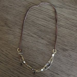 Leather and stone necklace