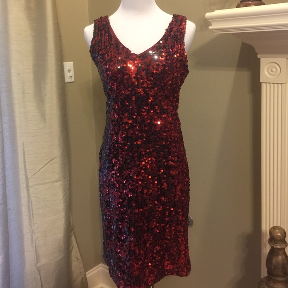 Olivia Matthews Red Sequin Dress
