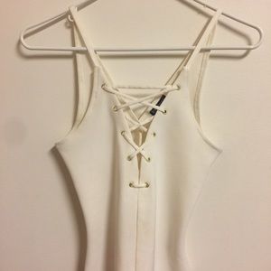 Express white lace up bodysuit