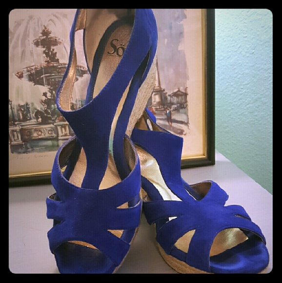 Cobalt Blue Espadrille Wedge Sandal