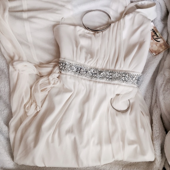 Trixxi Juniors Illusion One-Shoulder Chiffon Gown