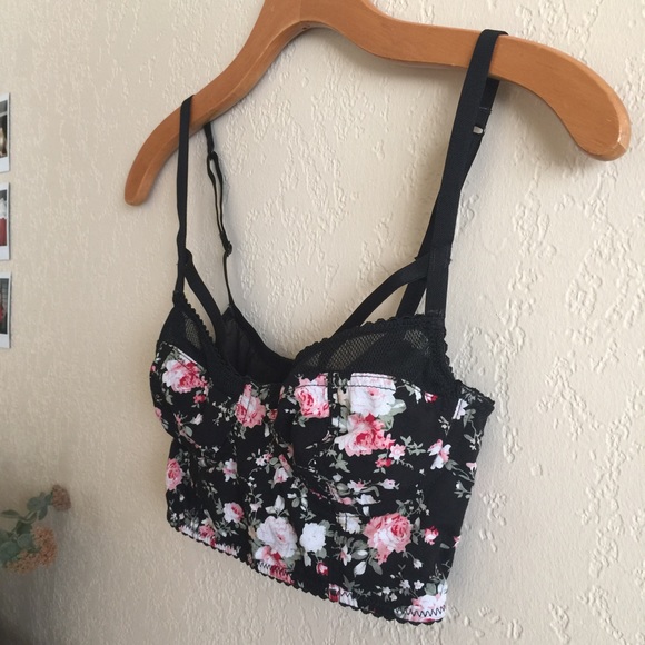 ❗SOLD❗Floral Strappy Bralette/Bustier - Picture 2 of 4